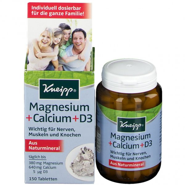 Magnesium + Calcium + Vitamin D3 Tablets, 150 Tablets - Kneipp - Made in Germany